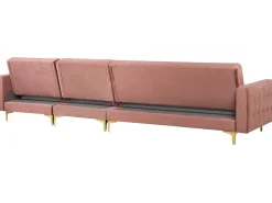 Left Hand Modular Velvet Sofa With Ottoman Pink Aberdeen