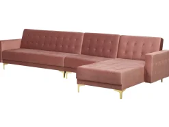 Left Hand Modular Velvet Sofa Pink Aberdeen