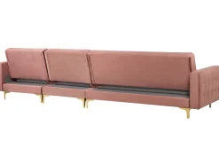 Left Hand Modular Velvet Sofa Pink Aberdeen