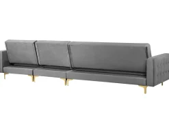 Left Hand Modular Velvet Sofa With Ottoman Grey Aberdeen