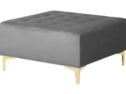 Left Hand Modular Velvet Sofa With Ottoman Grey Aberdeen