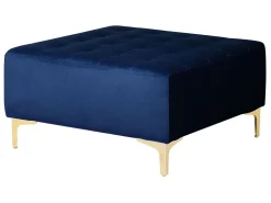Left Hand Modular Velvet Sofa With Ottoman Navy Blue Aberdeen