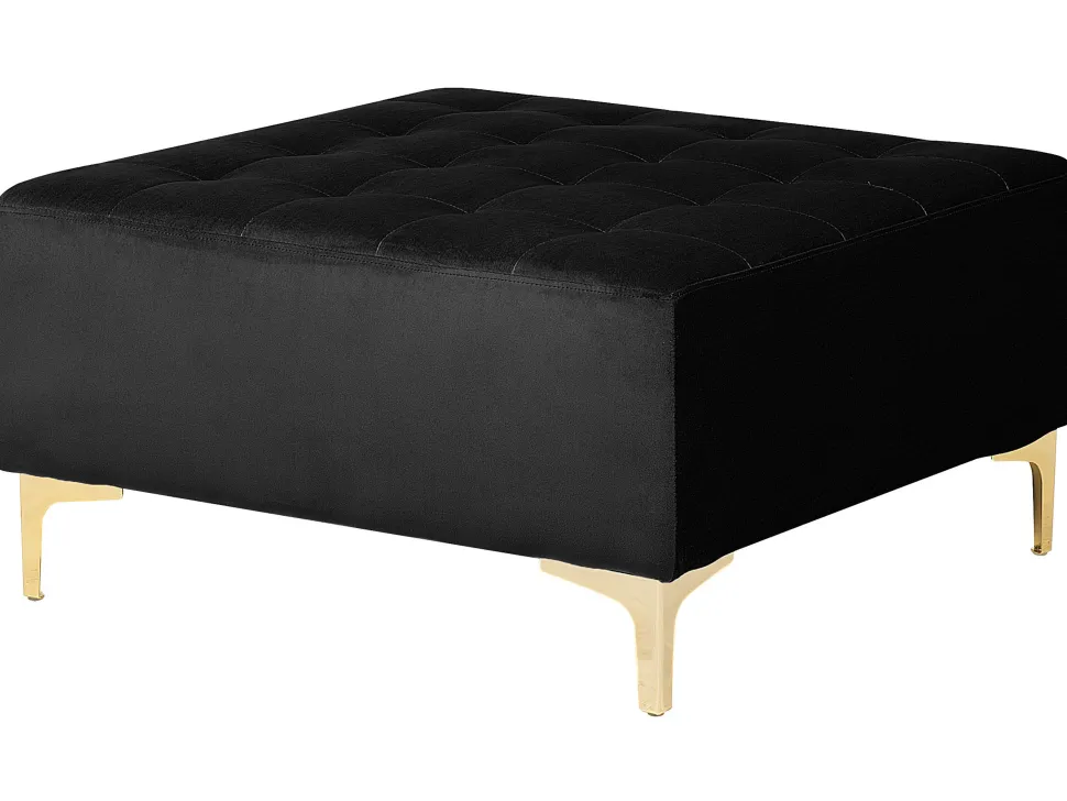 Left Hand Modular Velvet Sofa Black Aberdeen