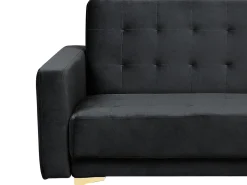Left Hand Modular Velvet Sofa Black Aberdeen