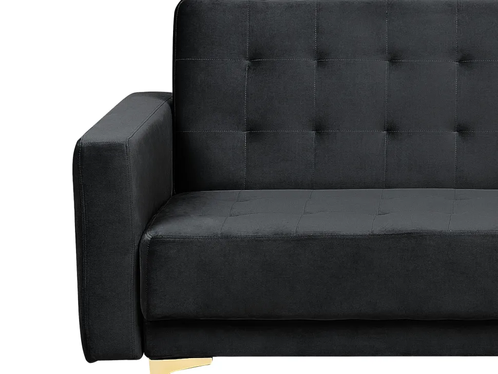 Left Hand Modular Velvet Sofa Black Aberdeen