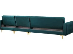 Left Hand Modular Velvet Sofa With Ottoman Teal Aberdeen