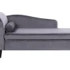 Left Hand Velvet Chaise Lounge Dark Grey Luiro