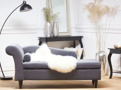 Left Hand Velvet Chaise Lounge Dark Grey Luiro