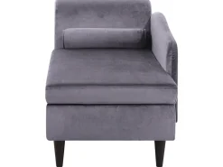 Left Hand Velvet Chaise Lounge Dark Grey Luiro