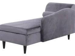 Left Hand Velvet Chaise Lounge Dark Grey Luiro