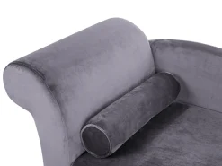 Left Hand Velvet Chaise Lounge Dark Grey Luiro