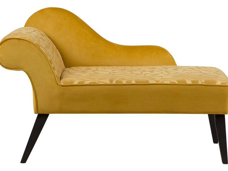 Left Hand Velvet Chaise Lounge Yellow Biarritz