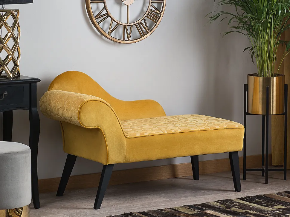 Left Hand Velvet Chaise Lounge Yellow Biarritz