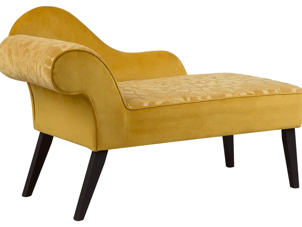 Left Hand Velvet Chaise Lounge Yellow Biarritz