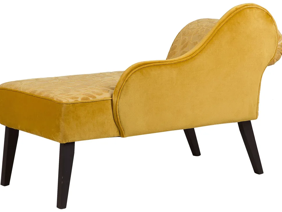 Left Hand Velvet Chaise Lounge Yellow Biarritz