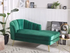 Left Hand Velvet Chaise Lounge Emerald Green Allier