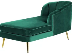 Left Hand Velvet Chaise Lounge Emerald Green Allier