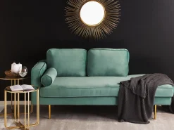 Left Hand Velvet Chaise Lounge Mint Green Miramas