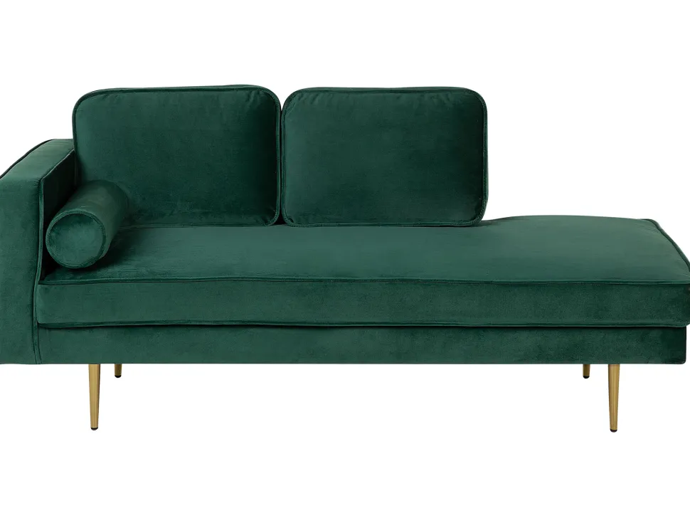 Left Hand Velvet Chaise Lounge Emerald Green Miramas