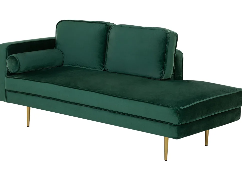 Left Hand Velvet Chaise Lounge Emerald Green Miramas