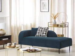 Left Hand Velvet Chaise Lounge Dark Blue Le Crau