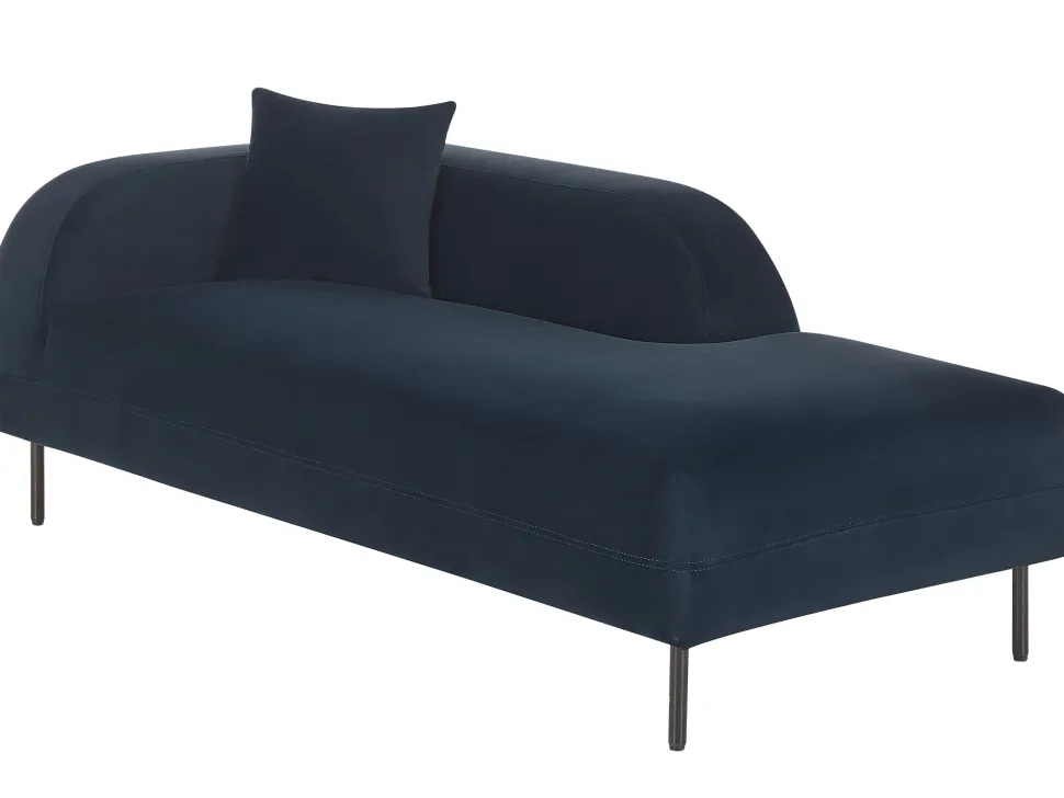 Left Hand Velvet Chaise Lounge Dark Blue Le Crau