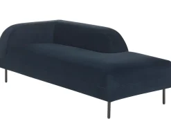 Left Hand Velvet Chaise Lounge Dark Blue Le Crau