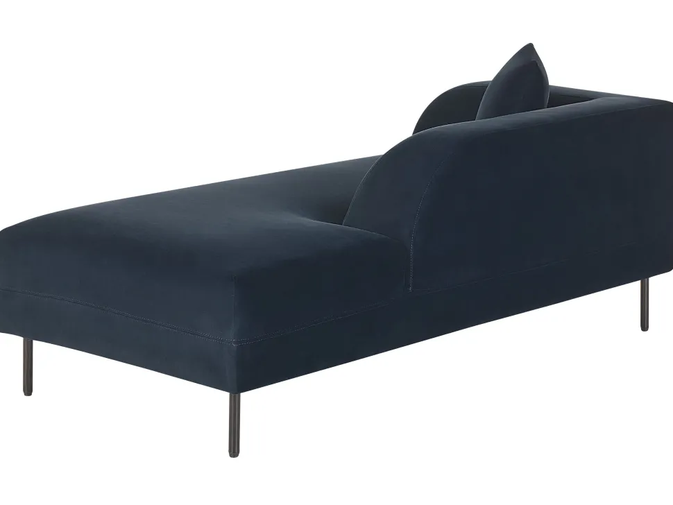Left Hand Velvet Chaise Lounge Dark Blue Le Crau