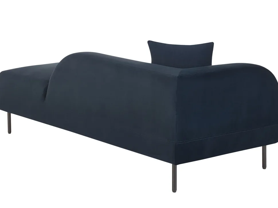 Left Hand Velvet Chaise Lounge Dark Blue Le Crau