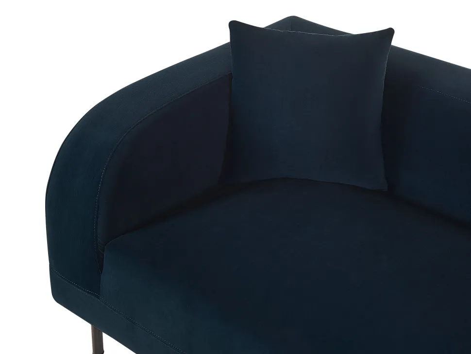Left Hand Velvet Chaise Lounge Dark Blue Le Crau
