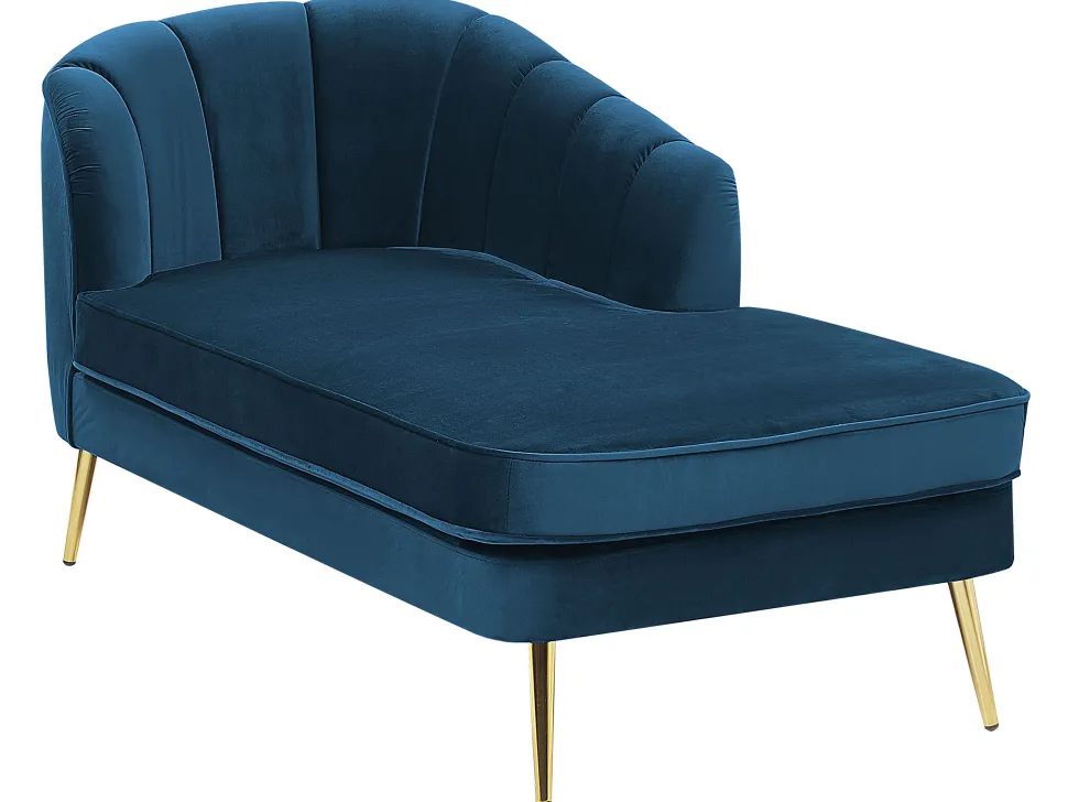 Left Hand Velvet Chaise Lounge Navy Blue Allier
