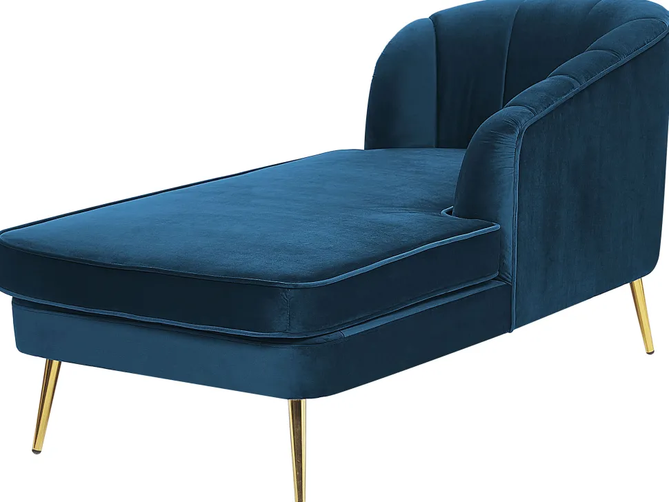 Left Hand Velvet Chaise Lounge Navy Blue Allier