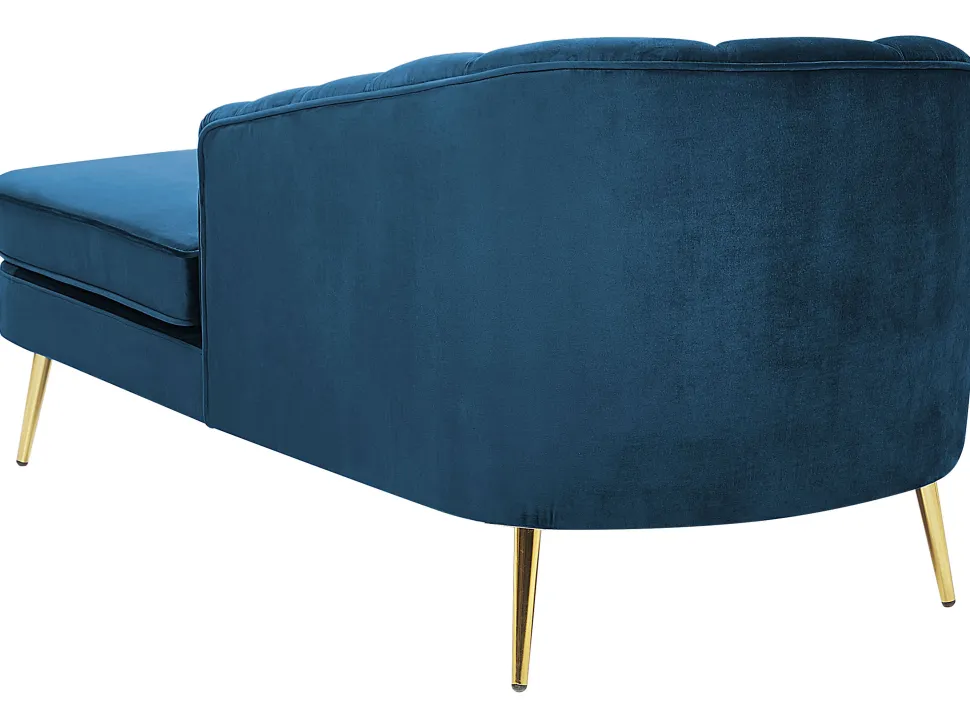 Left Hand Velvet Chaise Lounge Navy Blue Allier