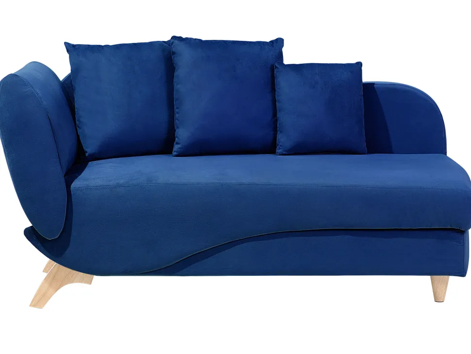 Left Hand Velvet Chaise Lounge With Storage Blue Meri