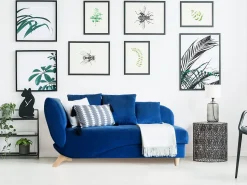 Left Hand Velvet Chaise Lounge With Storage Blue Meri