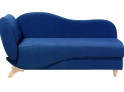 Left Hand Velvet Chaise Lounge With Storage Blue Meri