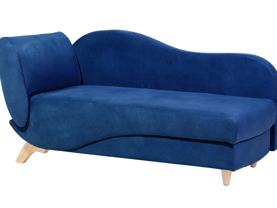 Left Hand Velvet Chaise Lounge With Storage Blue Meri