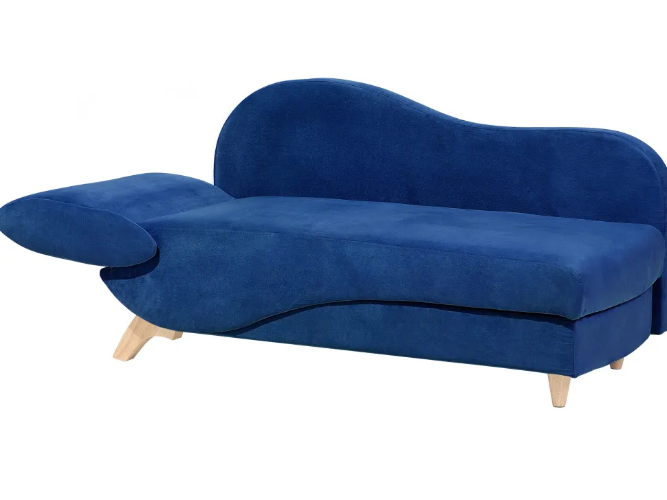 Left Hand Velvet Chaise Lounge With Storage Blue Meri