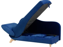 Left Hand Velvet Chaise Lounge With Storage Blue Meri