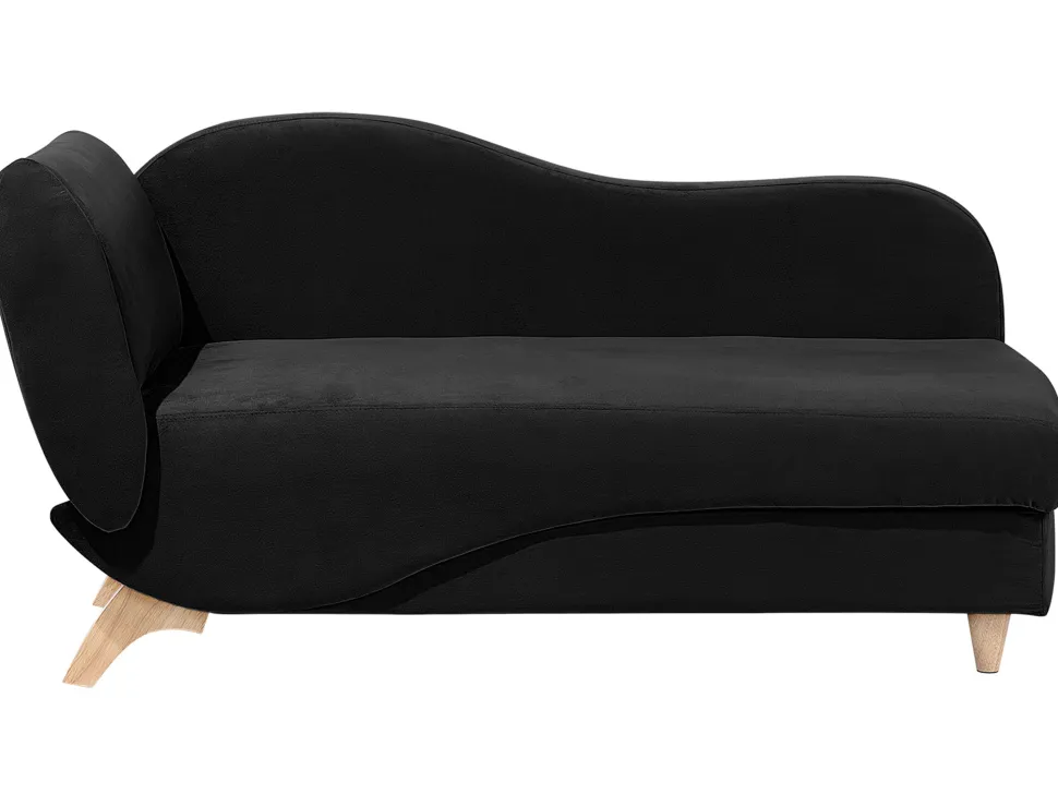 Left Hand Velvet Chaise Lounge With Storage Black Meri