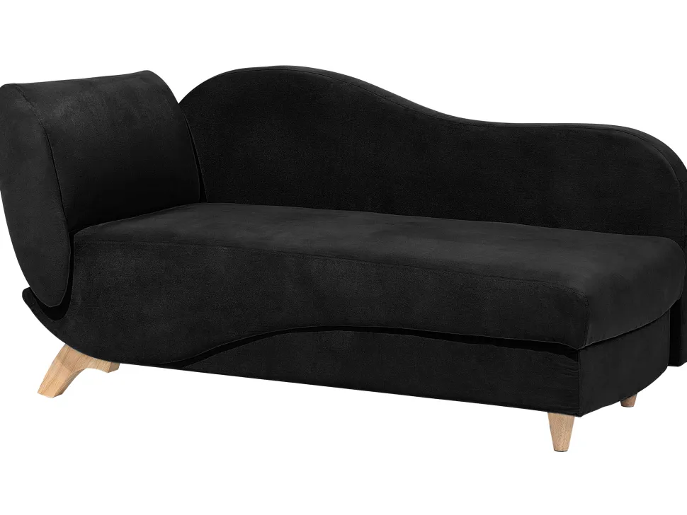 Left Hand Velvet Chaise Lounge With Storage Black Meri