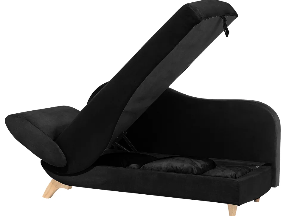 Left Hand Velvet Chaise Lounge With Storage Black Meri