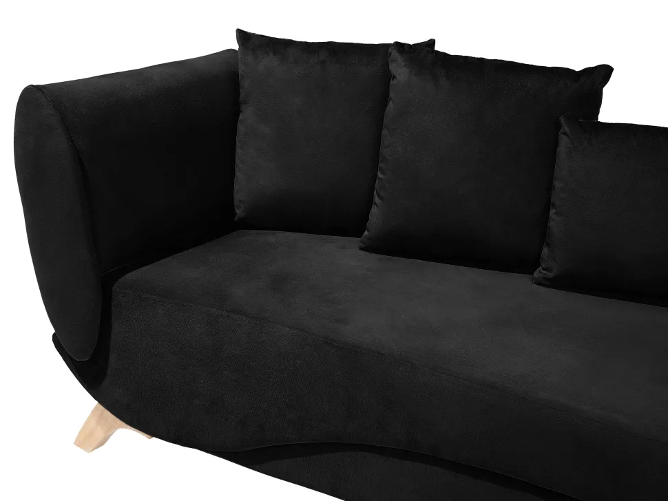 Left Hand Velvet Chaise Lounge With Storage Black Meri