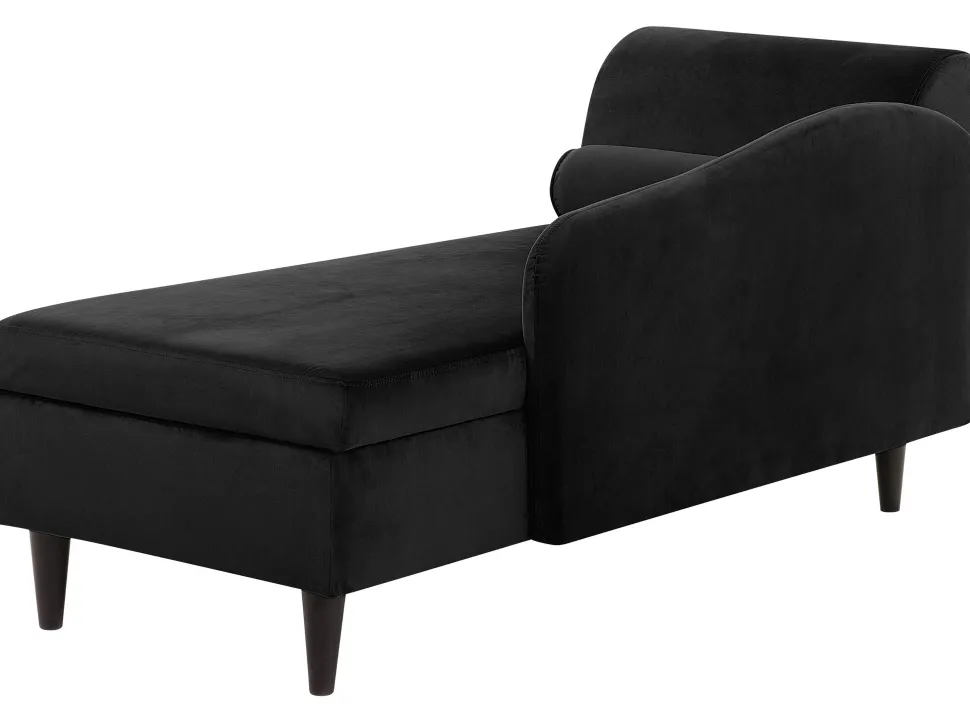 Left Hand Velvet Chaise Lounge Black Luiro