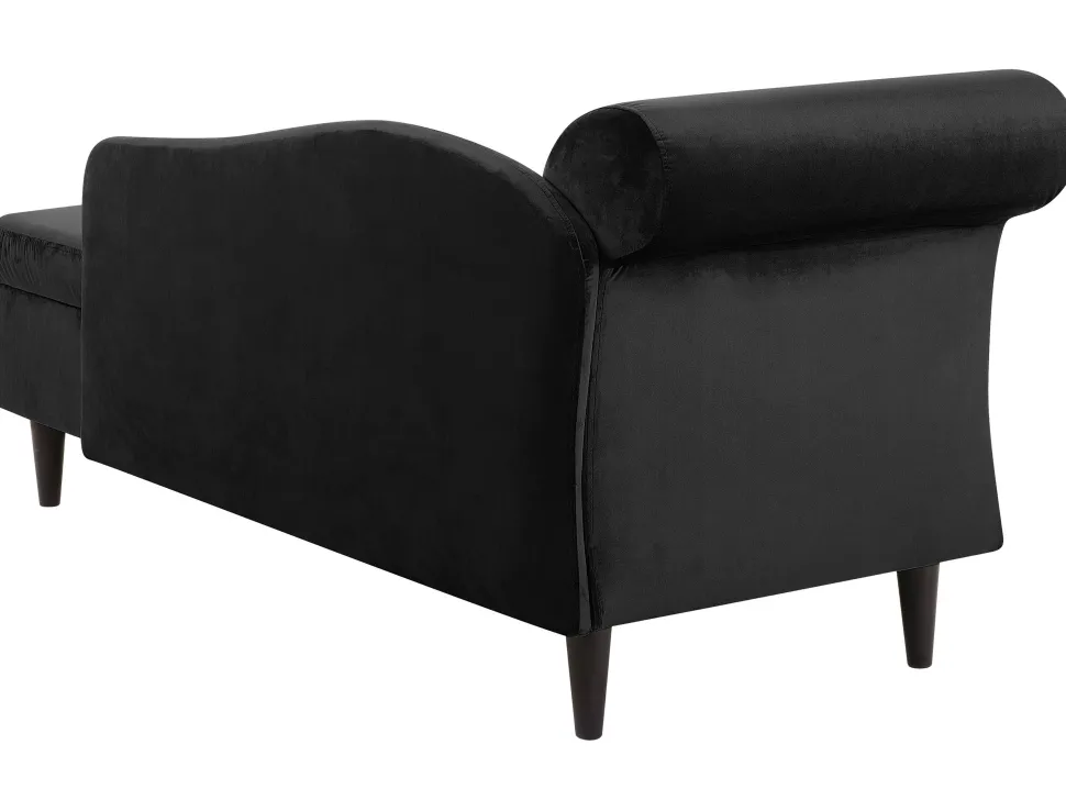 Left Hand Velvet Chaise Lounge Black Luiro