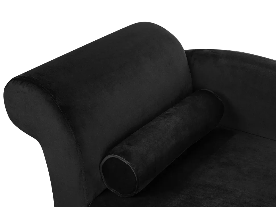 Left Hand Velvet Chaise Lounge Black Luiro