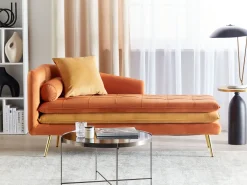 Left Hand Velvet Chaise Lounge Orange Gonesse