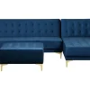Left Hand Velvet Corner Sofa With Ottoman Navy Blue Aberdeen