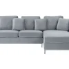 Left Hand Velvet Corner Sofa Light Grey Oslo