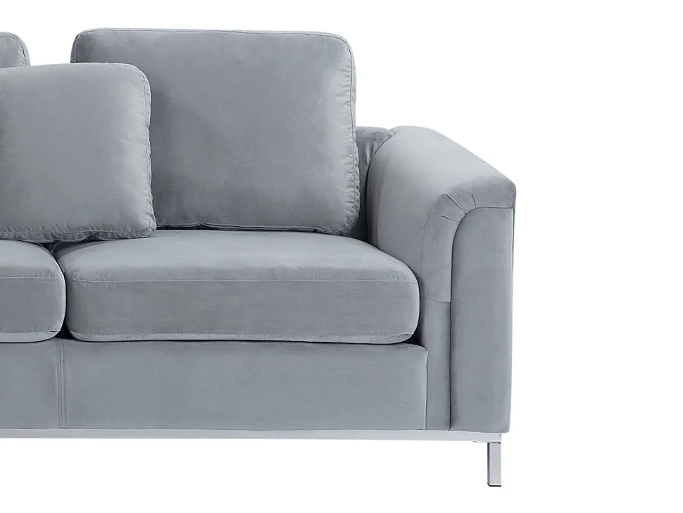 Left Hand Velvet Corner Sofa Light Grey Oslo